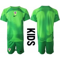 Koszulka piłkarska Chorwacja Bramkarska Strój Domowy dla dzieci MŚ 2022 tanio Krótki Rękaw (+ Krótkie spodenki)